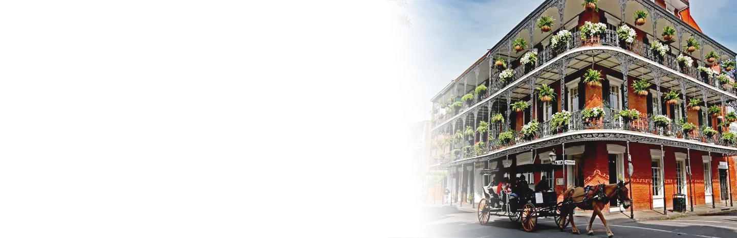Horse and carriage in front of a building in the French Quarter