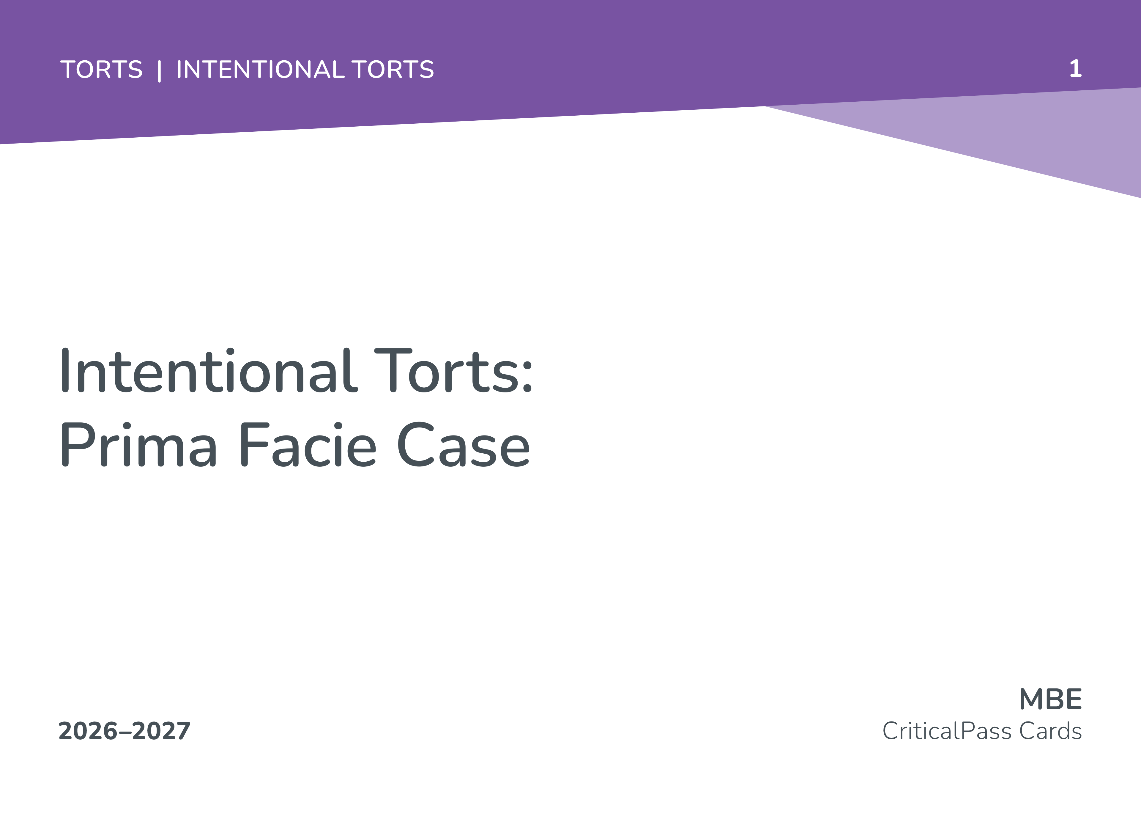 View of Intentional Torts: Prima Facie Case flashcard