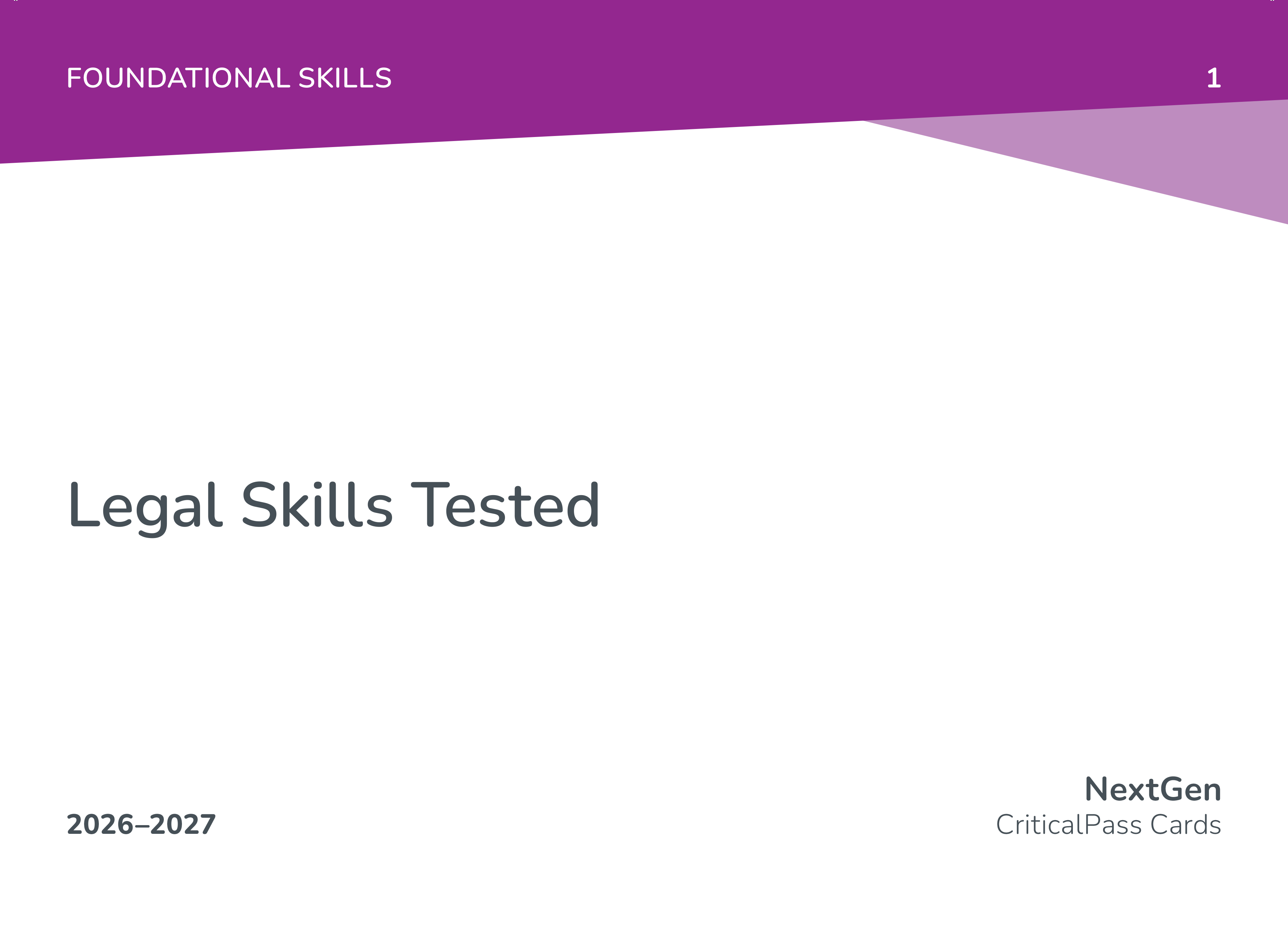 View of Legal Skills Tested flashcard
