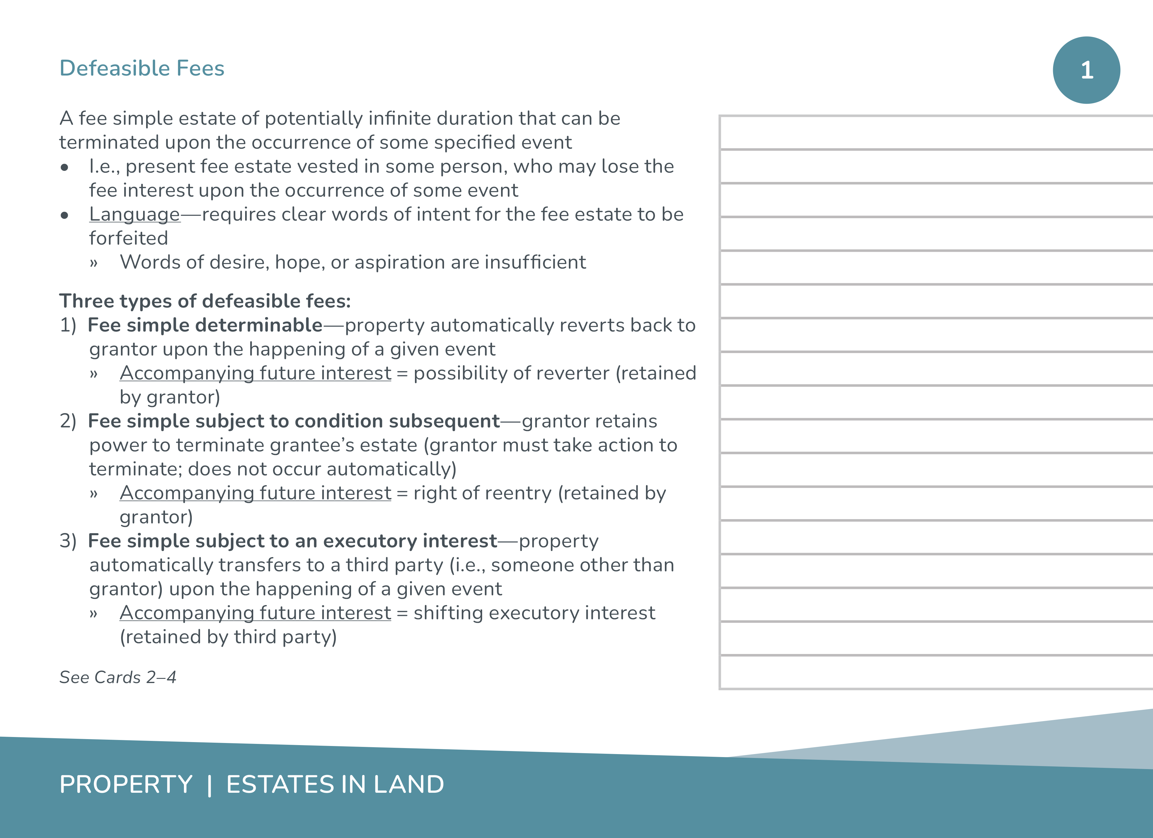 View of Defeasible Fees flashcard