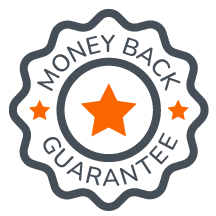 Icon of a circle with a star in the center that says Money Back Guarantee